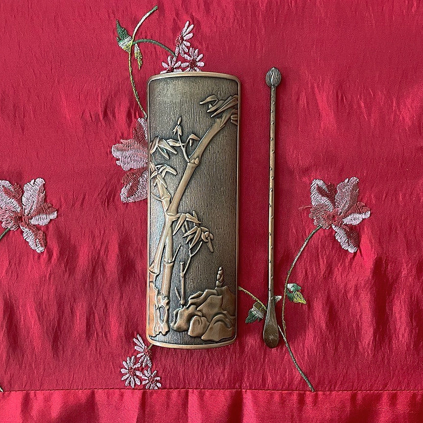Bronze Tea Holder & Spoon